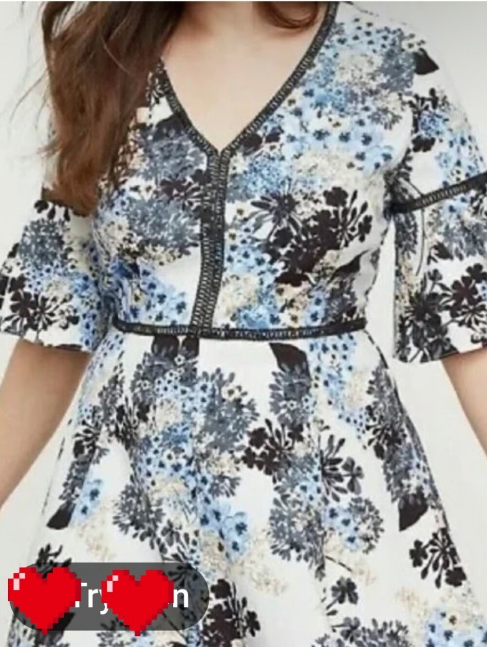Empire waist Lane Bryant blue floral print knit dress Boho Style Bell Sleeves 22